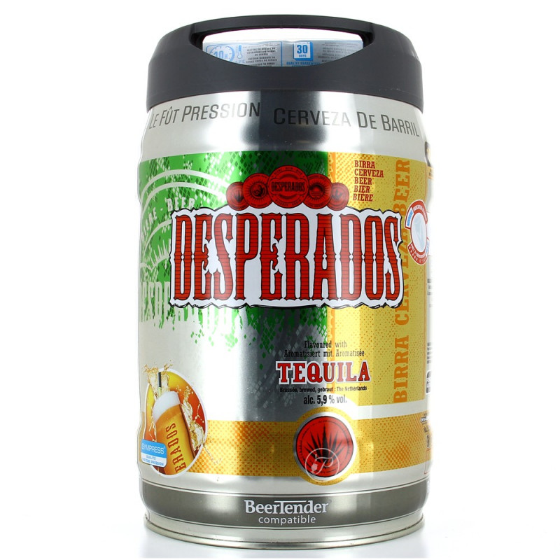 DESPERADOS Fût de biere Blonde Téquila - Compatible Beertender - 5 L